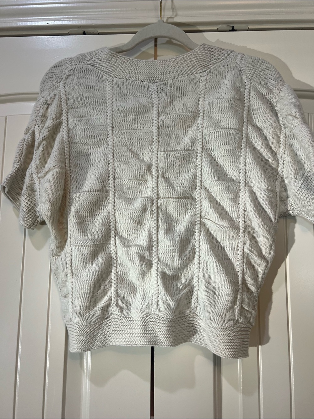 Colette Cream Short-Sleeve Cropped Buttoned Knit Cardigan Shrug Bolero-Size Med - Picture 6 of 9